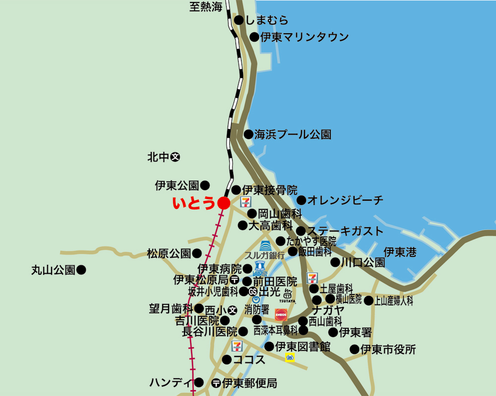 伊東駅周辺案内 伊豆 伊豆高原の別荘 不動産は 株 Fjネクスト エフ ジェー ネクスト へ 伊東駅周辺案内 伊豆 伊豆高原の別荘 不動産は 株 Fjネクスト エフ ジェー ネクスト へ